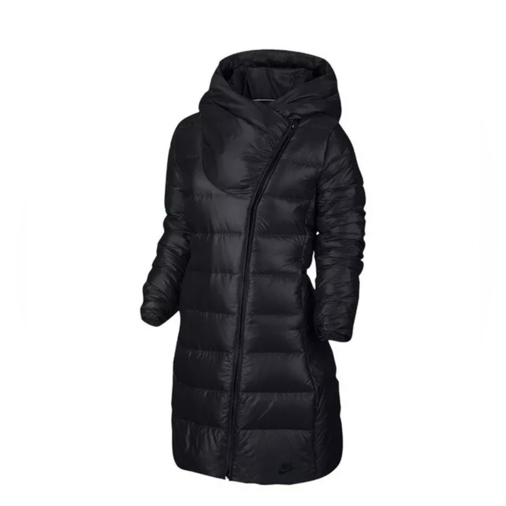 NIKE NSW Down Fill Parka Jacket Asymmetrical Full-Zip Black 854759-010 SIZE XS